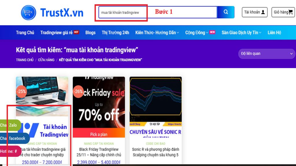 Điền tên sản phẩm mình muốn mua vào thanh tìm kiếm trên trang web