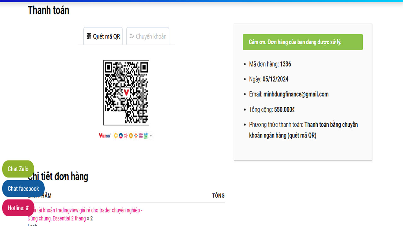 Quét mã thánh toán QR (Vietinbank)