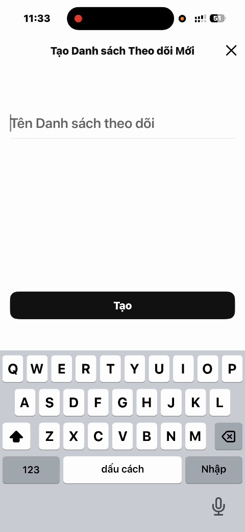 Hình 4. Mở menu watchlist trên TradingView điện thoại