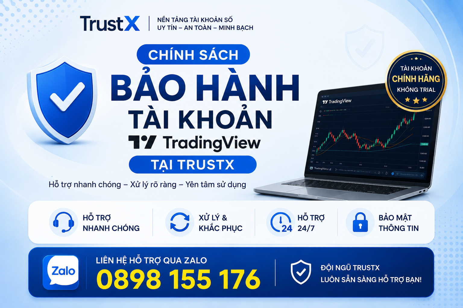 Chính Sách Bảo Hành Tài Khoản TradingView Tại TrustX